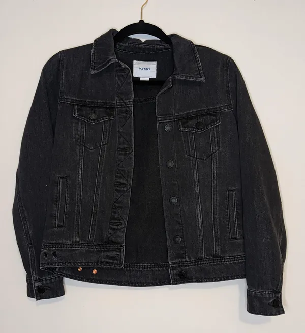 old navy distressed black denim jacket  - Image 6