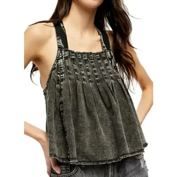 NWT Free People Marina Denim Top in Washed Black Sz. XS - Image 2