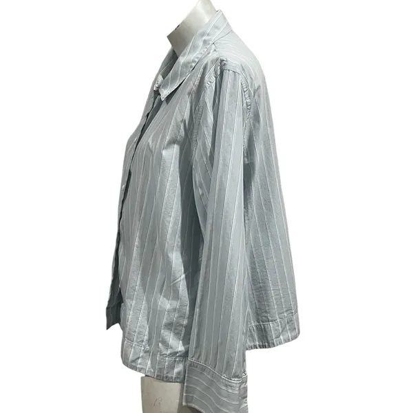 COS blue striped collared button up shirt - Image 4