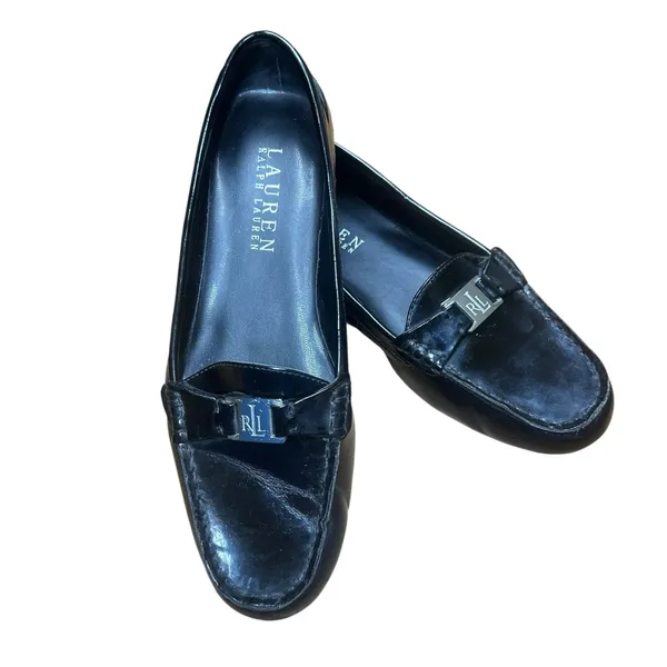 Lauren Ralph Lauren Loafers Block Heel Minimalist Office Classic Black 7.5 Chic - Image 7