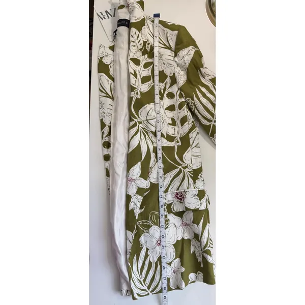Zara Women Olive Green Floral Linen Blend Blazer Jacket XS NWT‎ Officecore Fun - Image 9