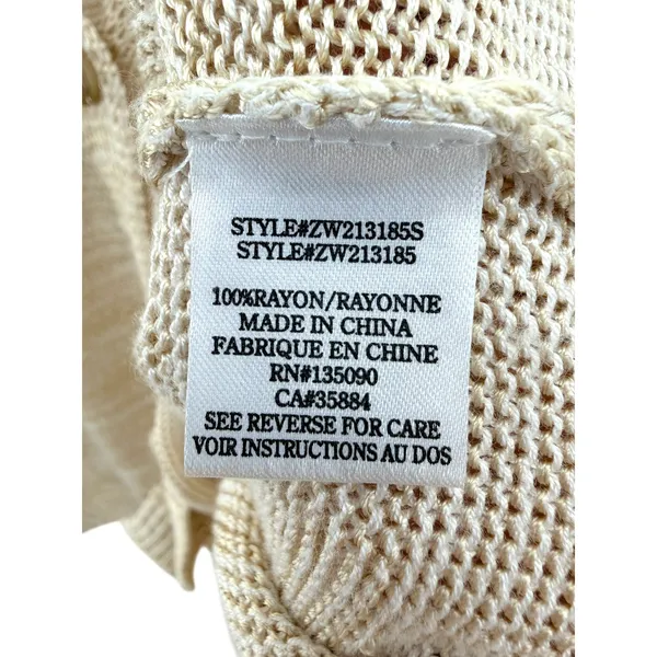 Z Supply Womens Beige Space Dye‎ Open Knit V-Neck Button Cardigan Lightweight L - Image 3