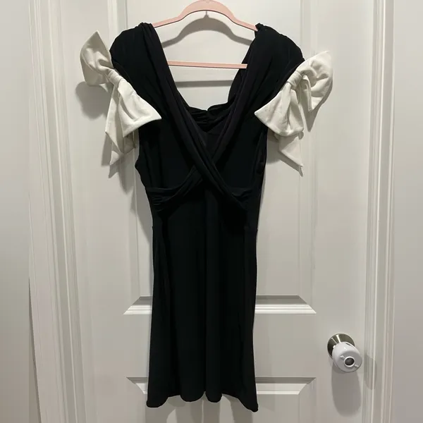 Club L London Size US 10 Analeigh Black Bardot Mini Dress With Bows Bodycon - Image 9