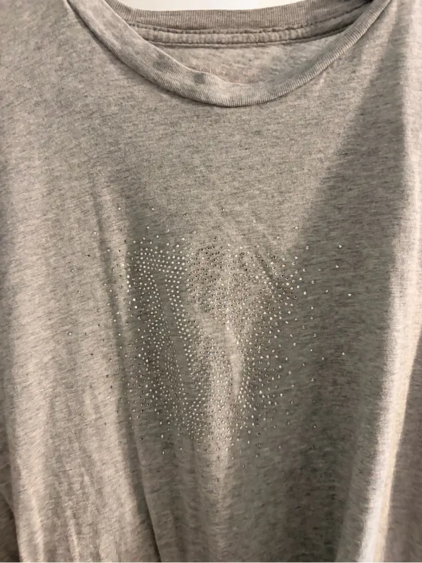 PINK Victoria's Secret Light Gray Long-Sleeve Crew with Rhinestone Triangle - Image 3