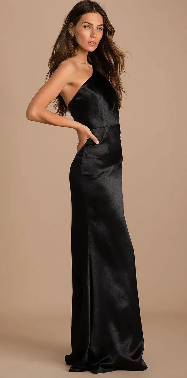 Lulus On The Guest List Black Satin Maxi Dress - Image 3