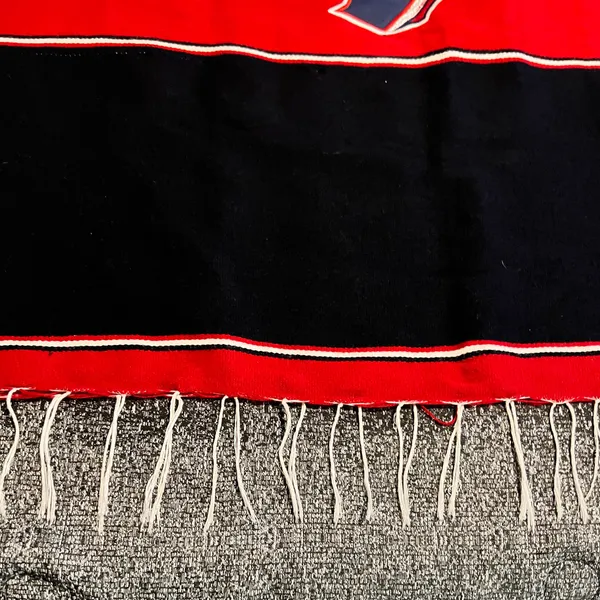 OSFA Houston Texans Striped Poncho- Red/Navy Fringe Gameday Serape - Image 6