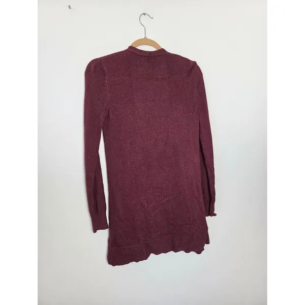 Old Navy Maroon Burgundy Cardigan Sweater Oversized Open Front Cozy Teacher XS - Image 6