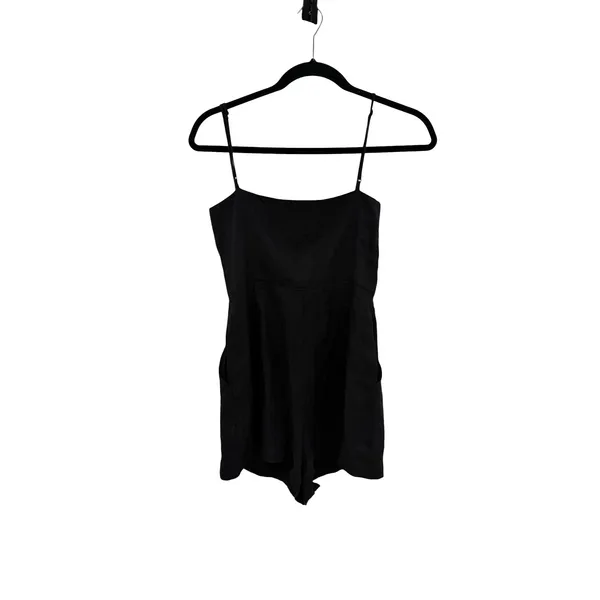 Reformation Blanca Linen Romper Black Button‎ Front Sleeveless Size 00 - Image 8