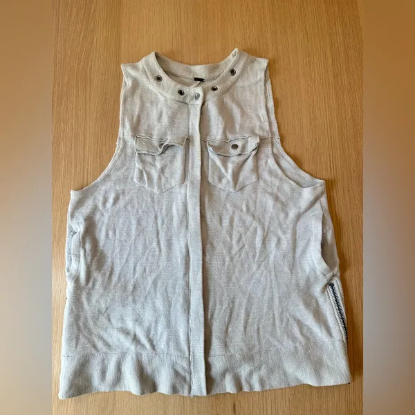 Free People Highway Zip Front Longline Vest Size Medium 2159 - Image 3