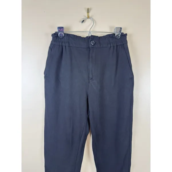 Zara Women’s Black Paperbag Waist High Rise Elastic Waist Tapered Pants Size M - Image 3
