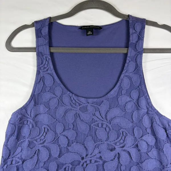 Banana Republic Purple‎ Lace Front Tank Top Sleeveless XS Floral Purple Bohemian - Image 3