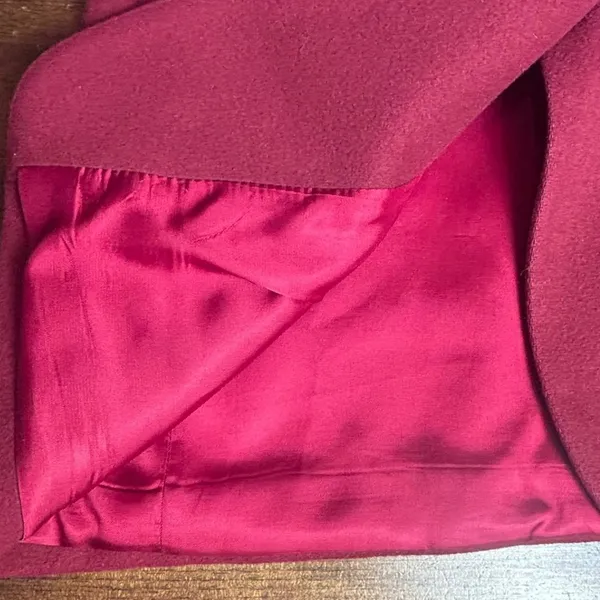 Lands End Vintage Wool‎ Cashmere Blazer Jacket Burgundy Women's Size 8 Petite - Image 3