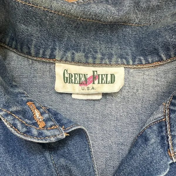 Vintage Green Field Western Decorative‎ Denim Shirt - Image 4