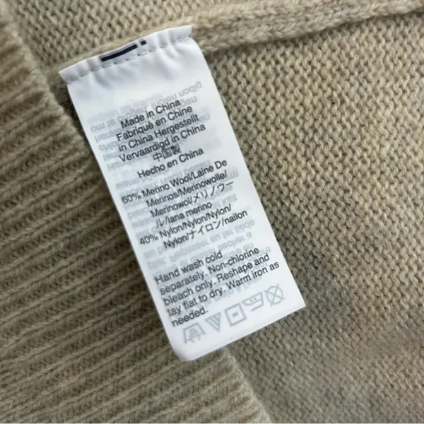 Madewell Wool Blend Oatmeal/Tan Balloon Sleeve V-neck Sweater Dress Size Large - Image 12