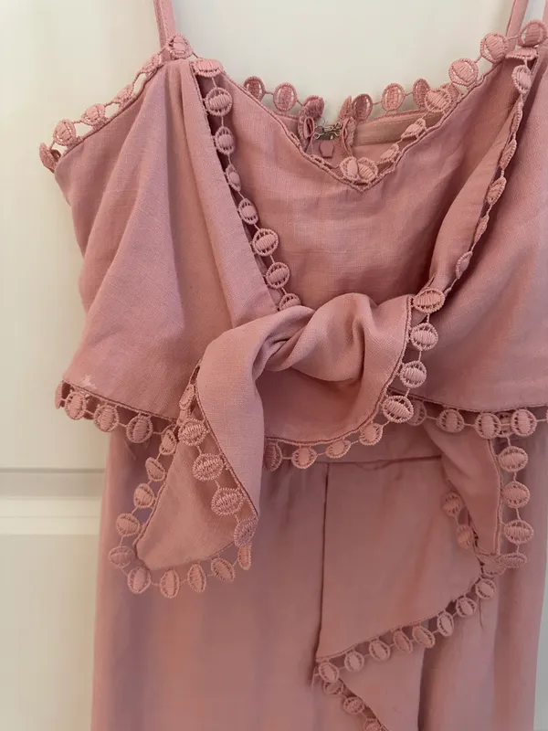 Francesca's Pink Ruffle Wrap Romper - Image 6