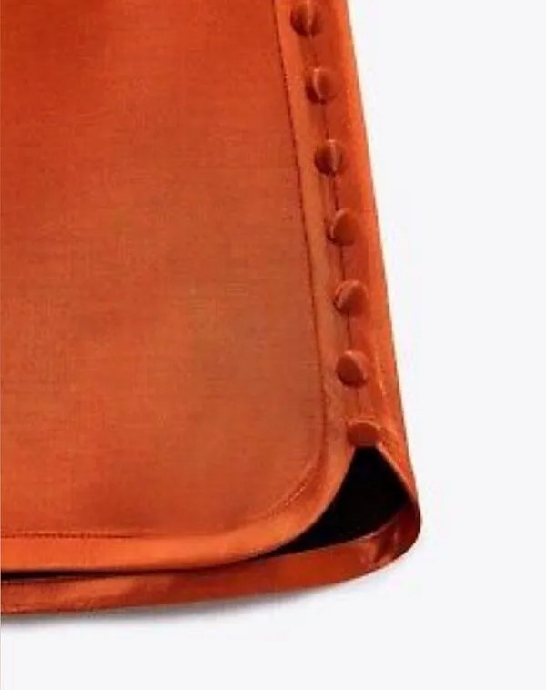 ZARA High-waisted Mini Orange BUTTONED SATIN EFFECT SKIRT Sz S - Image 4