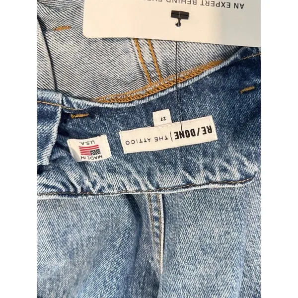 Re/Done Womens Shorts Blue The Attico Denim High Rise Paper Bag Size 26 - Image 4
