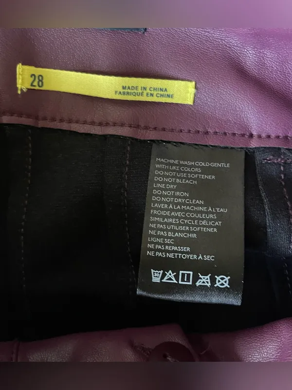 Maeve x Anthropologie Colette Wide Leg Cropped Faux Leather Burgundy Pants 28 - Image 8