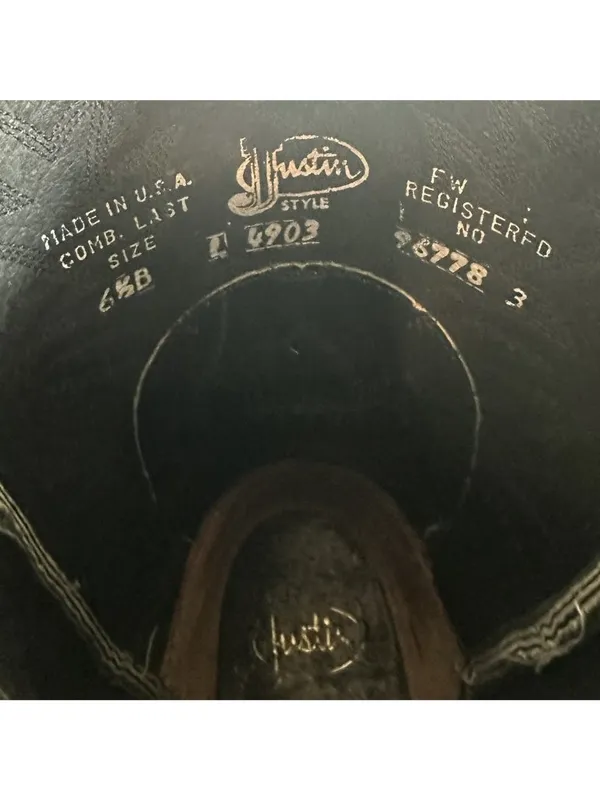 Justin Boots L4903 Black Leather Western Cowboy Boots USA Women's 6.5 B - Image 8