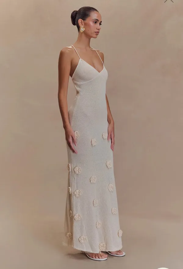 Meshki Suki Knit Maxi Dress Flowers Nude - Image 2