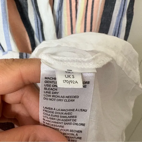 Free People Lilah Stripe Midi Dress Strapless Button Front Cotton Size S - Image 10