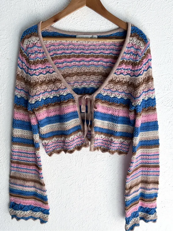 Altar'd State Avery Crochet Cardigan Top Medium Whimsigoth Boho - Image 2