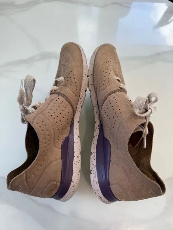 UGG Women's Suede Perforated Lace-Up Sneaker - Taupe - Image 7