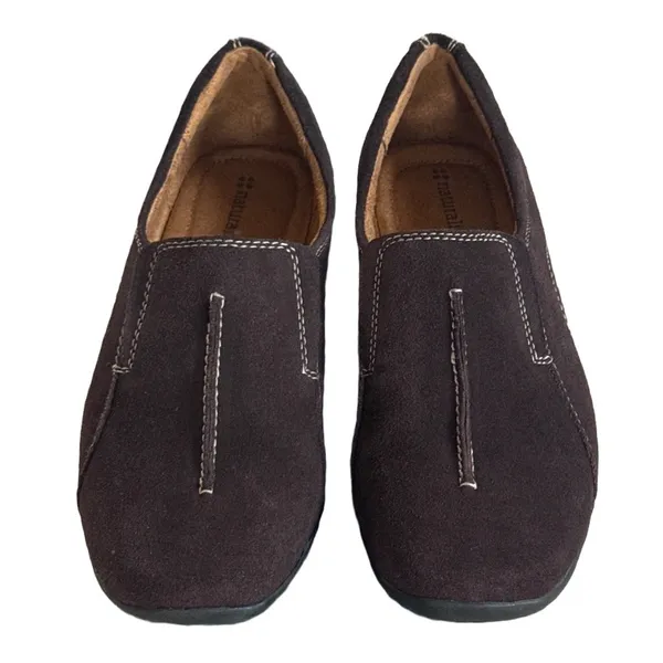 Naturalizer Womens Dark Brown Suede Slip On Loafers Contrast Stitching Size 8.5 - Image 5