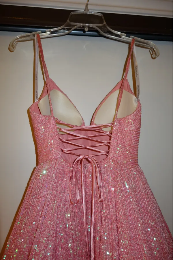 Authentic Sherri Hill 54261 Coral Glitter Ballgown pageant Prom Dress Size 0 - Image 4