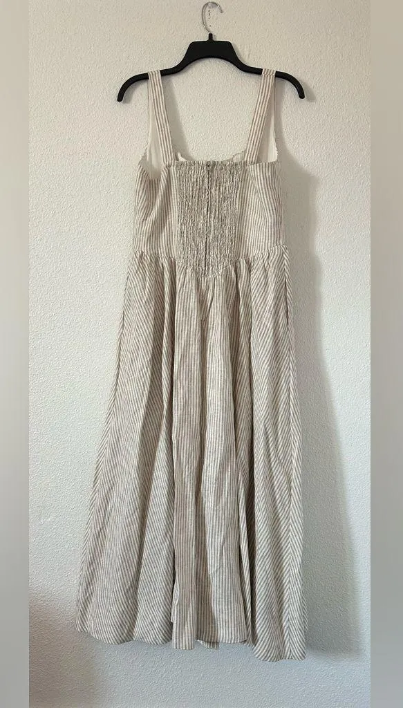 Reformation Balia Linen Midi Dress striped sz 12 nwt - Image 5