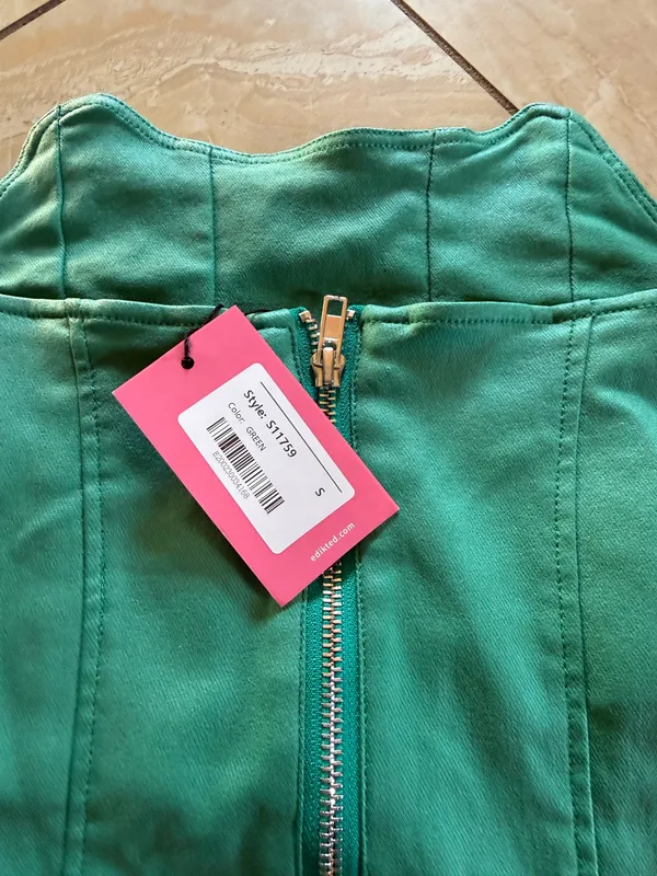 Strapless Mint Green Slim Fit Mini Dress - Image 4
