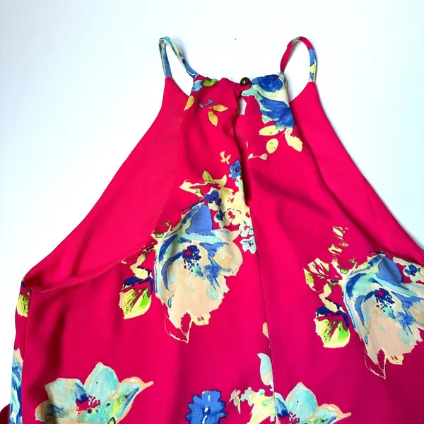 Anthropology Everly Pink Floral‎ Mini Dress Women’s Sz Small Halter Neck - Image 6