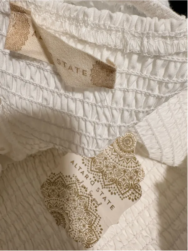 Altar’d State White Eyelet Mini Dress Women's Size L NWT - Image 3