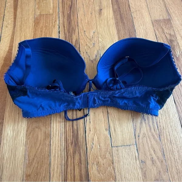 VICTORIAS SECRET Very Sexy Push Up Bra Blue Black Lace 38D‎ - Image 3