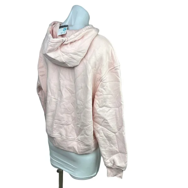 NEW Primark Light Pink Los Angeles Pullover Hoodie Crop Fleece Sweatshirt Size S - Image 3