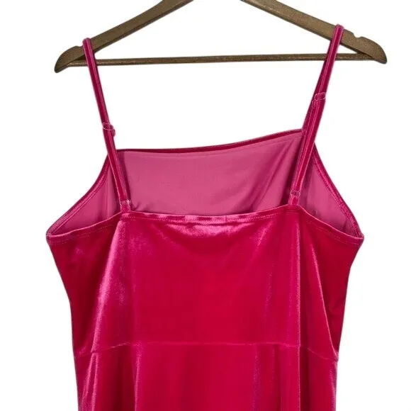 Cider Fuscia Pink Midi Dress Velvet Square Neck Rouched‎ Side Slit Formal NWT - Image 7