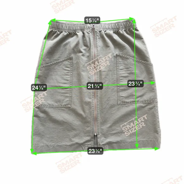 L.L.Bean Knee-Length‎ 100% Cotton Skirt Full-Zip 10 Pockets Khaki Elastic Waist - Image 5