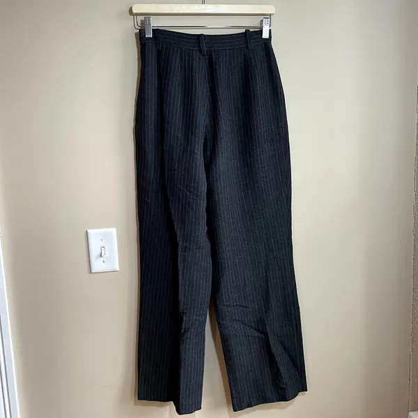 AKA Eddie Bauer wool blend wide leg pinstripe pleated trousers‎ women's 6 petite - Image 5