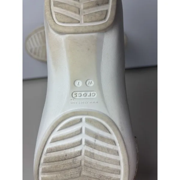 Crocs Lina Embellished D’Orsay White Sandals Size 7 Slide On Comfort Shoes - Image 7