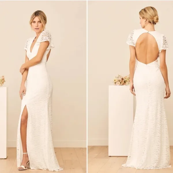 LULU's Sophisticate Bridal Wedding Floral Lace Flowy Mermaid Trumpet Gown NWOT - Image 9