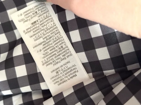 J. Crew Puffer Vest with Snap Pockets, black with gingham lining, size XS - Image 4