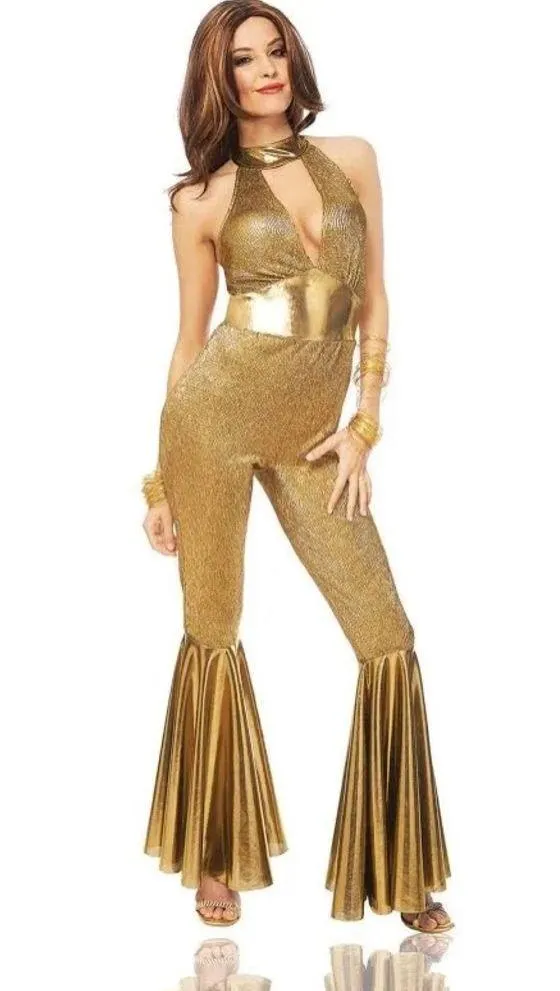 Costume culture Franco disco 70s diva Halloween costume cosplay gold jumpsuit sm - Image 7