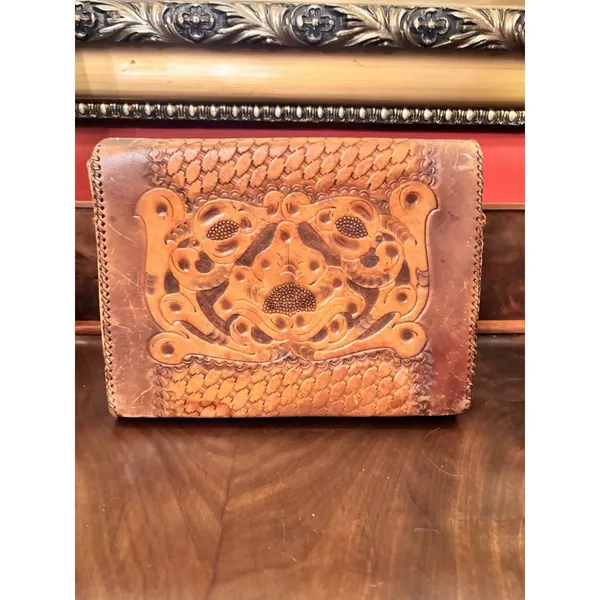 Vintage Clifton's Hand Tooled Leather Handbag Purse Brown Western Satchel Bag - Image 6