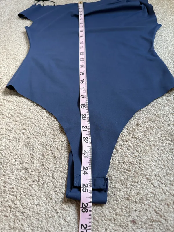 Iris Denim Blue Asymmetrical Bodysuit.  Size Medium - Image 7