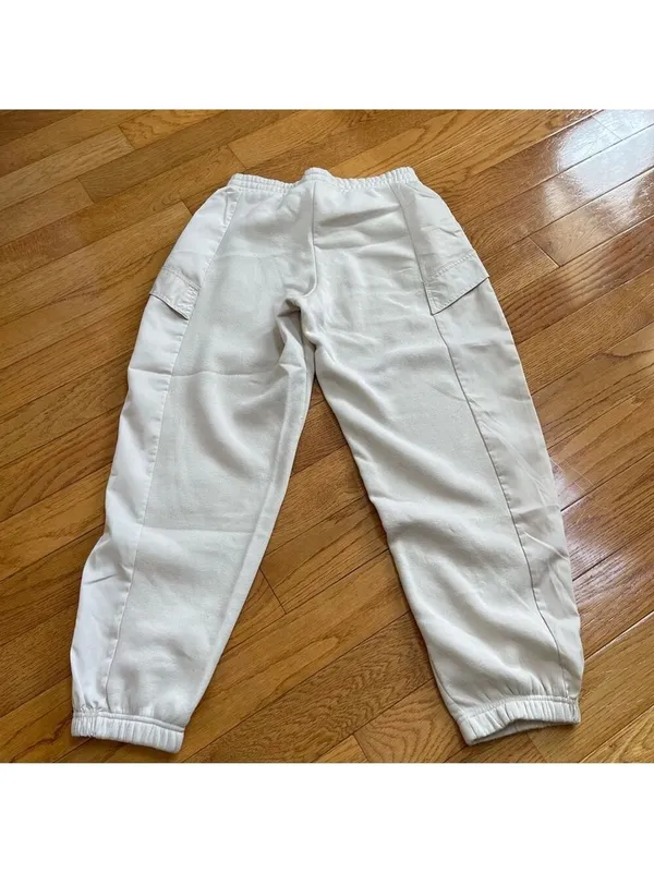 Better / Together Women's Baggy Cargo Fleece Sweat Pants Beige Lounge joggers L - Image 7