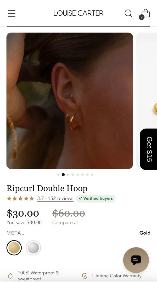 Louise Carter ripcurl double hoop Gold - Image 2