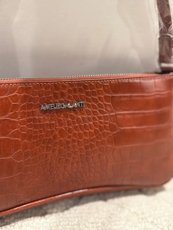 Brown Croc Embossed Baguette Shoulder Bag NWT - Image 2