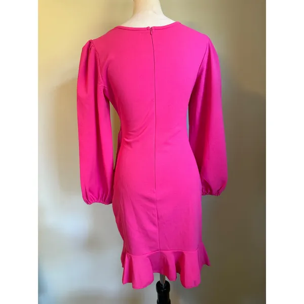 Beachsissi Y2K Hot Pink Puff Sleeve Ruched retro ruffle coquette Mini Dress Small NWT beach - Image 5
