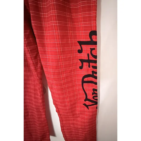 NWT Von Dutch Red Plaid Lounge Pants Y2K Logo Button Fly Pajama Bottoms Sz S - Image 5