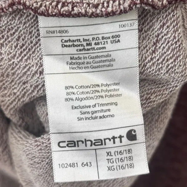 Carhartt Newberry Cowl Neck Hoodie Mauve Purple Berry Sweatshirt Workwear - Image 9
